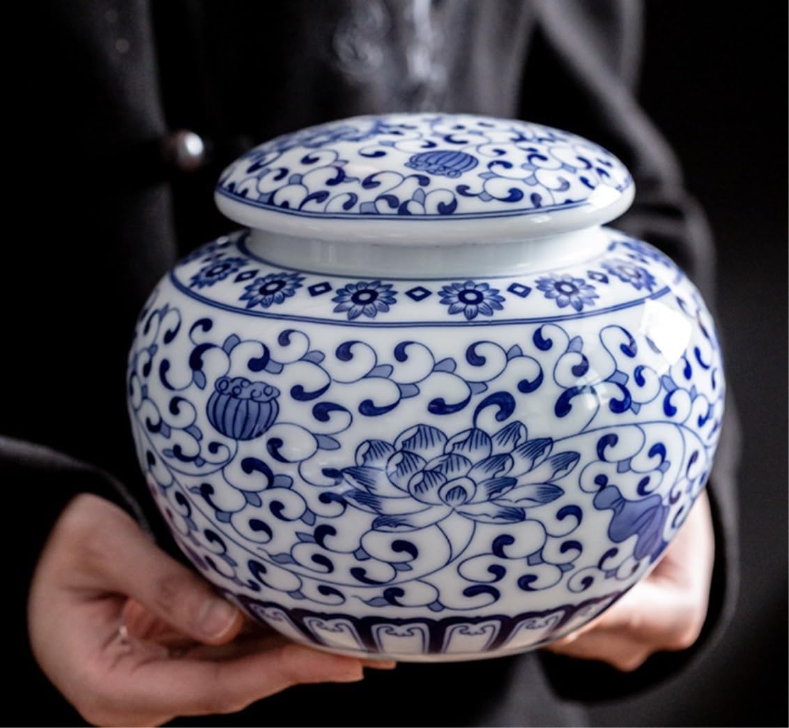 Amazon.co.jp: 家の装飾用の生姜瓶 丸い生姜瓶 青と白の磁器シリーズ