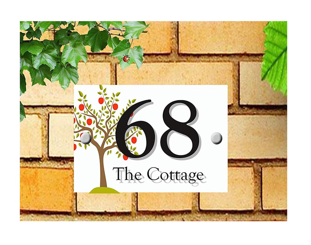 DESIGNER "TREE" SERIES HOUSE NUMBER ACRYLIC PLAQUES (APPLE TREE)