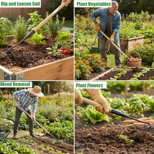Gardening Tools Hollow Hoe, All-Steel Hardened Hollow Hoe with 55 Inch Long Handle, Sharp Edge Garden Weeding Tools, Garden Weeder Tool Shovel Weed Puller for Backyard Loosening Farm Planting Weeding