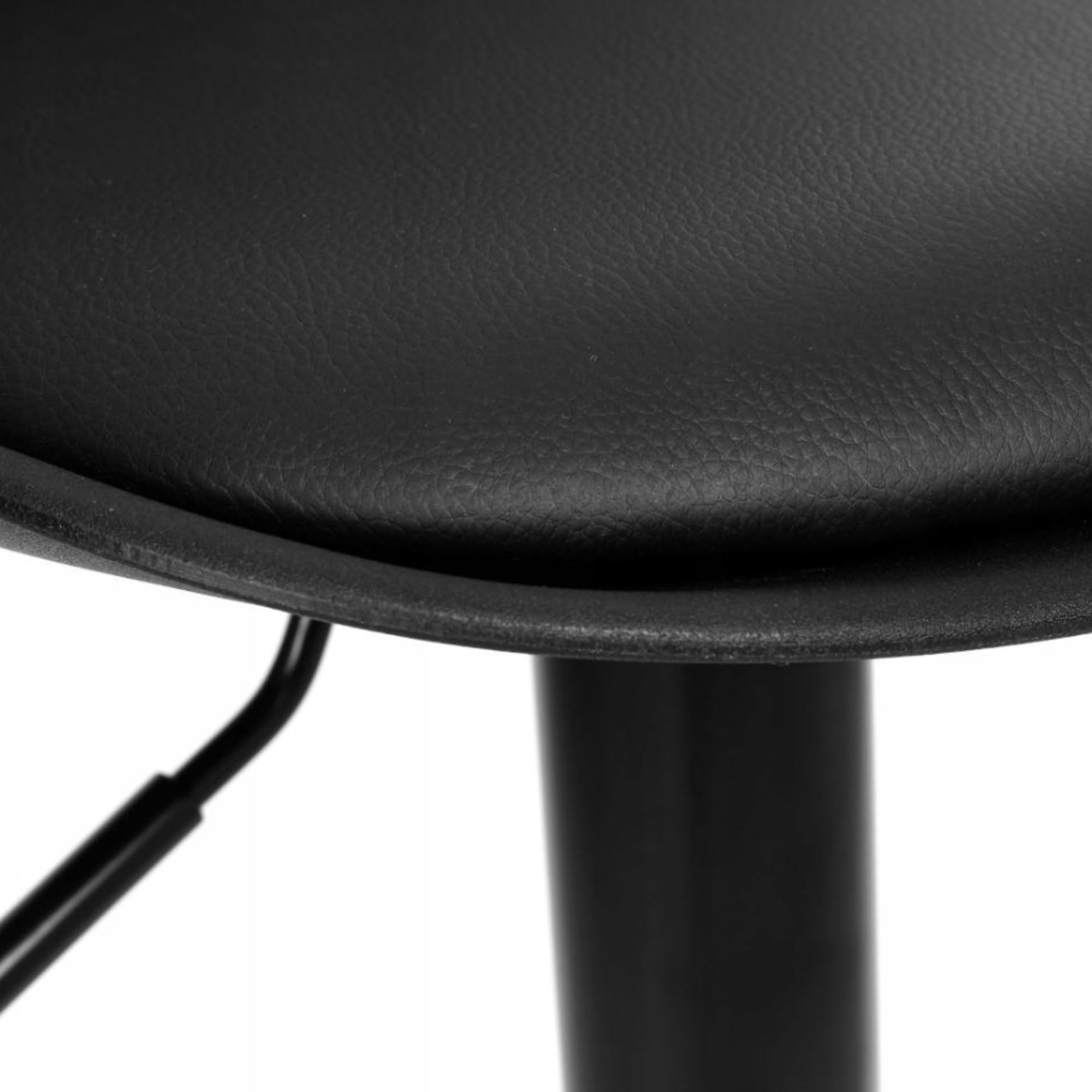 Pack 2 Taburetes de Bar Negros Regulables en Altura 83-103 cm con Giro 360°, Asiento Acolchado de Cuero Sintético, Reposapiés y Base Metálica Antideslizante, para Cocina, Barra Americana y Hostelería