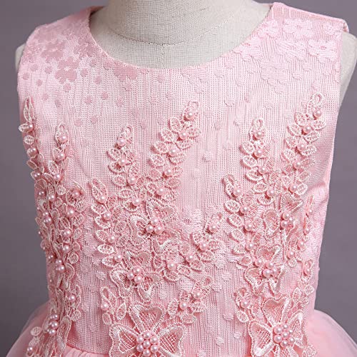 Flower Girl Lace Dress for Kids Wedding Bridesmaid Pageant Party Formal Long Gown Princess Communion Tulle Dresses 3-123