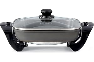 Electric Skillet, Non-Stick, Stainless Steel, 12"x12"