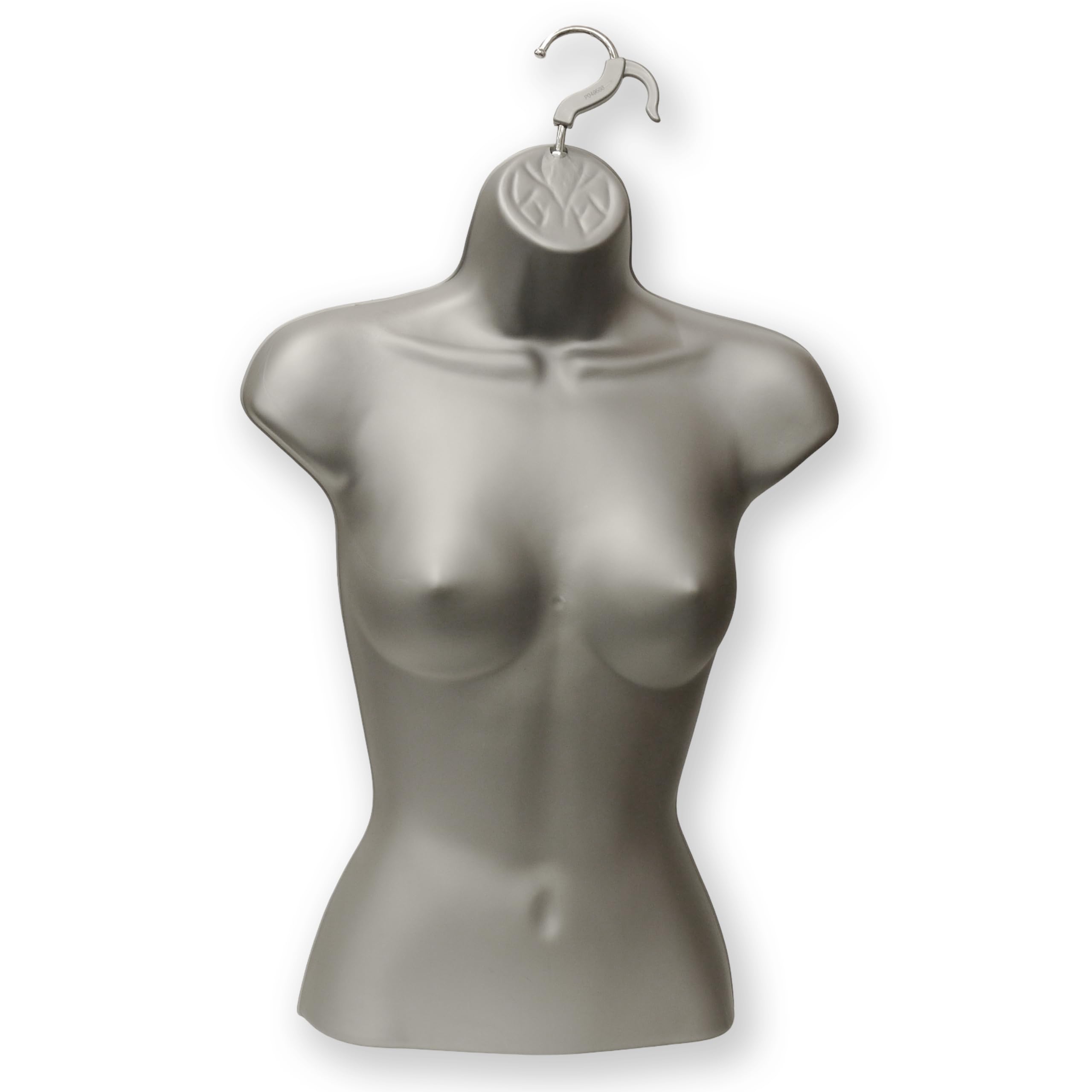 Female Hanging Mannequin Half Body Form Bust Shop Display 3QTR SKIN (MEN 3/4 LIGHT CREAM) (Silver)
