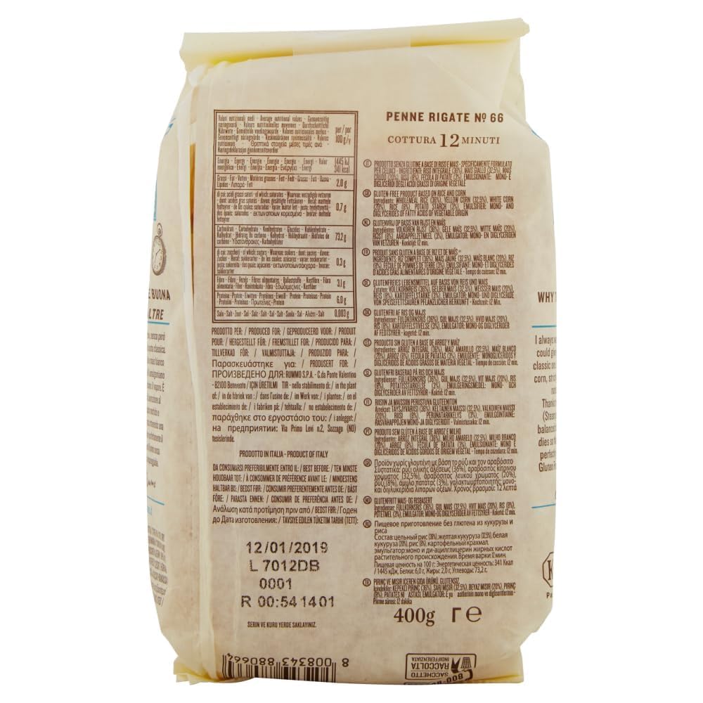 Italian Gourmet Pasta senza glutine Mix Fusilli Penne Spaghetti 36 x 400g | Mais-Reis-Rezeptur, trafilata al bronzo e lenta essiccazione, extra al, Gesamtnettogewicht 14,4 kg + Kostenlos Polpa 400g