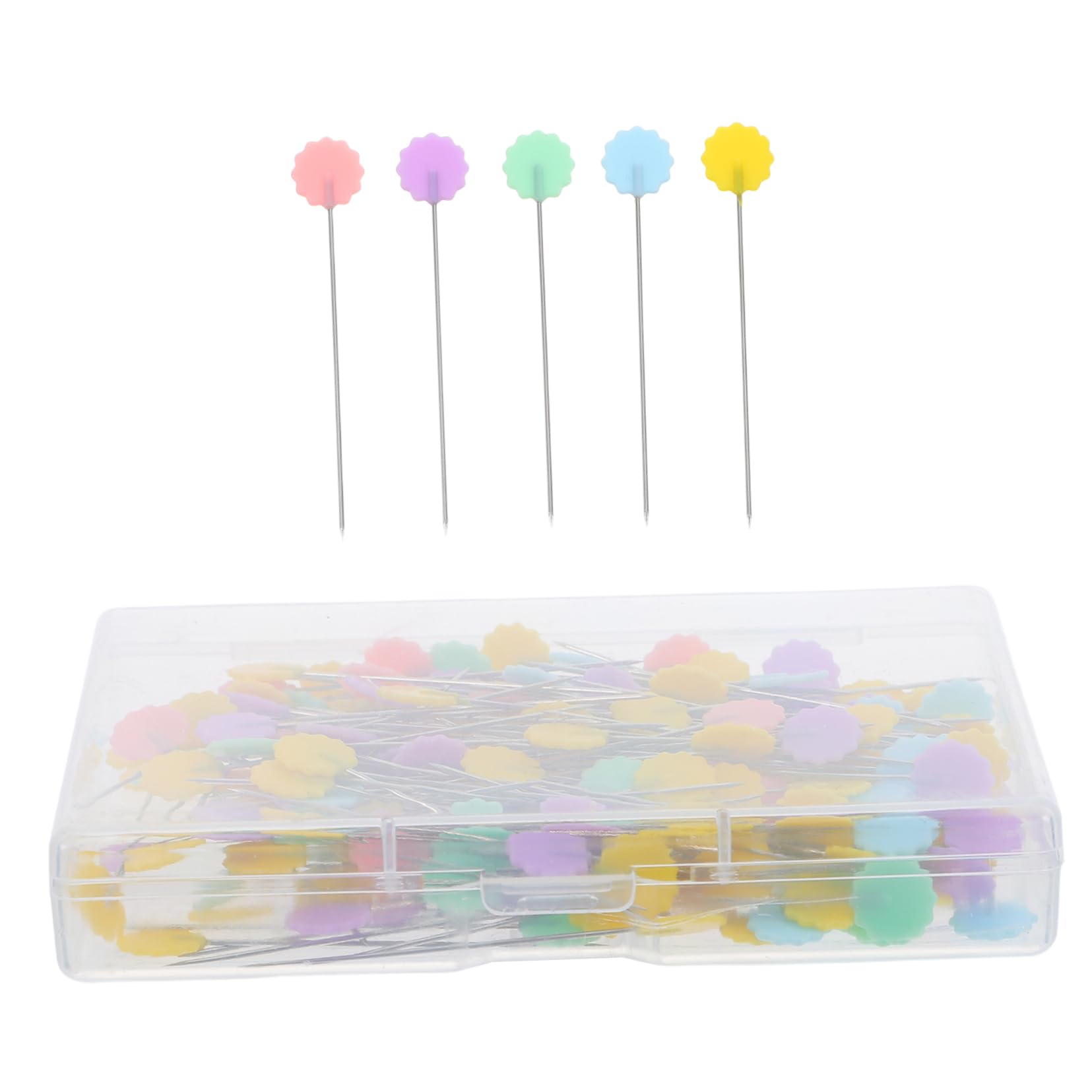 Uonlytech 200Pcs Blossom Flower Head Straight Pins with Storage Box Unique Sewing and Quilting Pins for Tailors DIY Projects and Crafts Convenient Organization and Artistic Design
