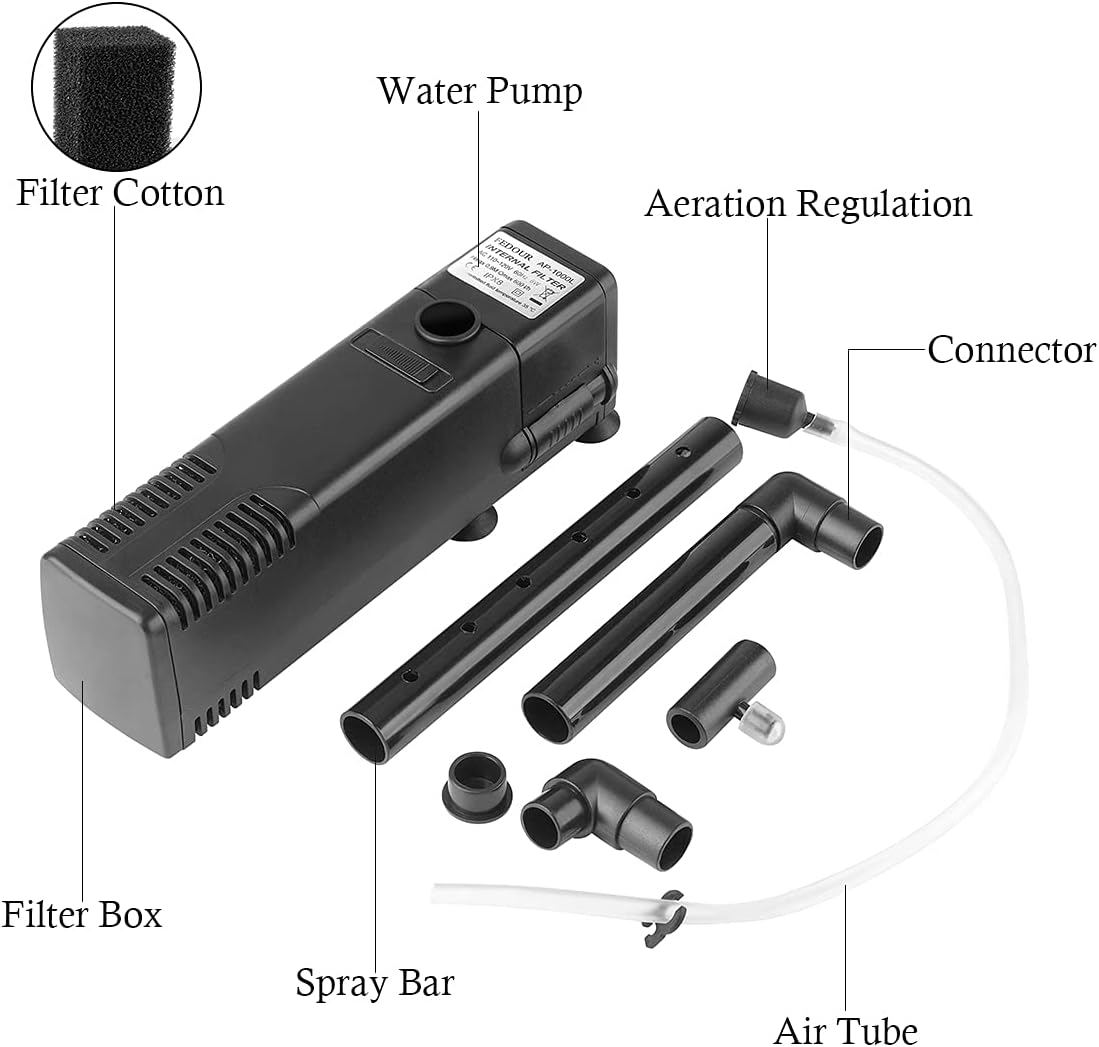 FEDOUR Submersible Aquarium Internal Filter, Filter with Water Pump for Fish Tank up to 35 Gallon (for 5-35 Gallon-New)
