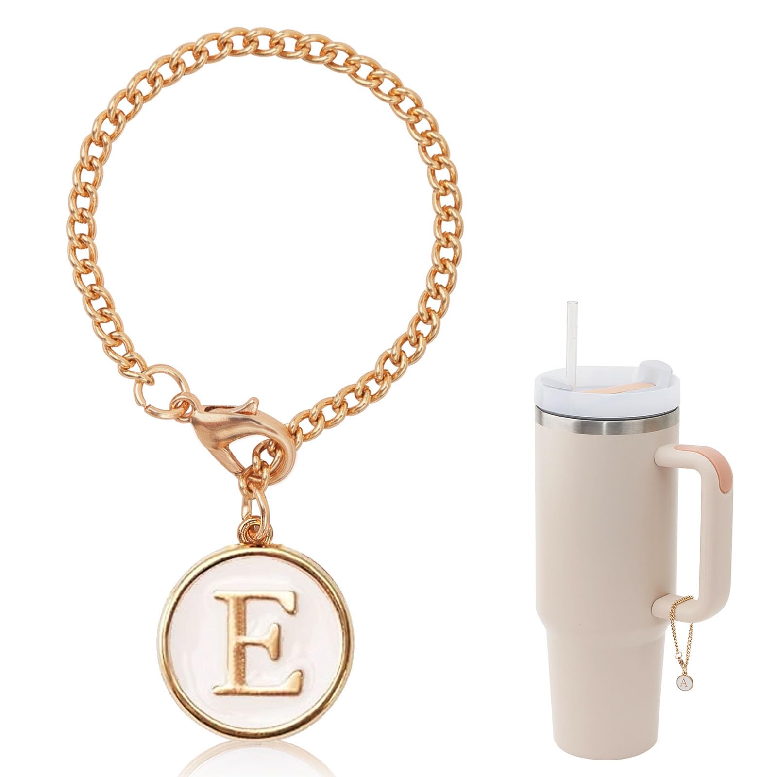 Water Bottle Letter Charm Accessories For Stanley Cup,Personalized Name Id Initial Chain For Tumblers/Simple Modern Cup Handle Charms
