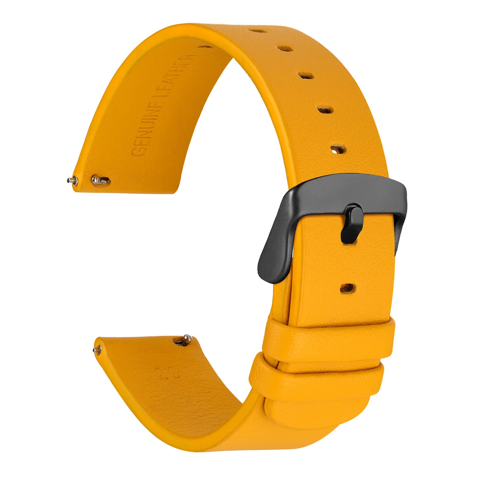 WOCCIThin Flat Watch Straps for Smart Watch, Top Grain Leather, Quick Release, Replacement Bands for Men and Women, 18mm 20mm 22mm