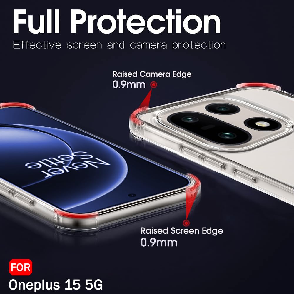 TheGiftKart Crystal Clear Back Cover Case for OnePlus 15 5G | Shock Proof 360° Protection | Hard Clear Back Cover Case for OnePlus 15 5G (PC & TPU, Transparent Bumper) — Amazon image 3