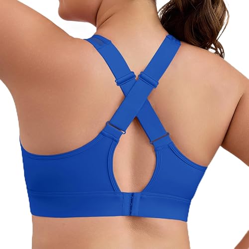 Aoysky Plus Size Sports Bras for Women Padded Strappy Sports Bra Adjustable Cris