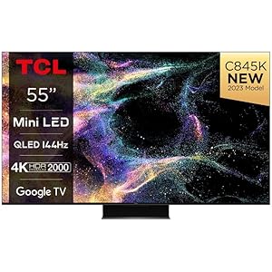 55C845K 55″ 4K Ultra HD Mini LED QLED C84K HDR Android Smart TV (Google Assistant, Google TV, Dolby Atmos, 144Hz Motion Clarity Pro, 2.1 Onkyo Sound System) (55″)