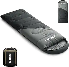 Saco de dormir para todas as estações – Classificação de clima frio de -0 °C, leve, impermeável e embalável – Saco de dormir para acampamento e mochila para adultos com saco de compressão
