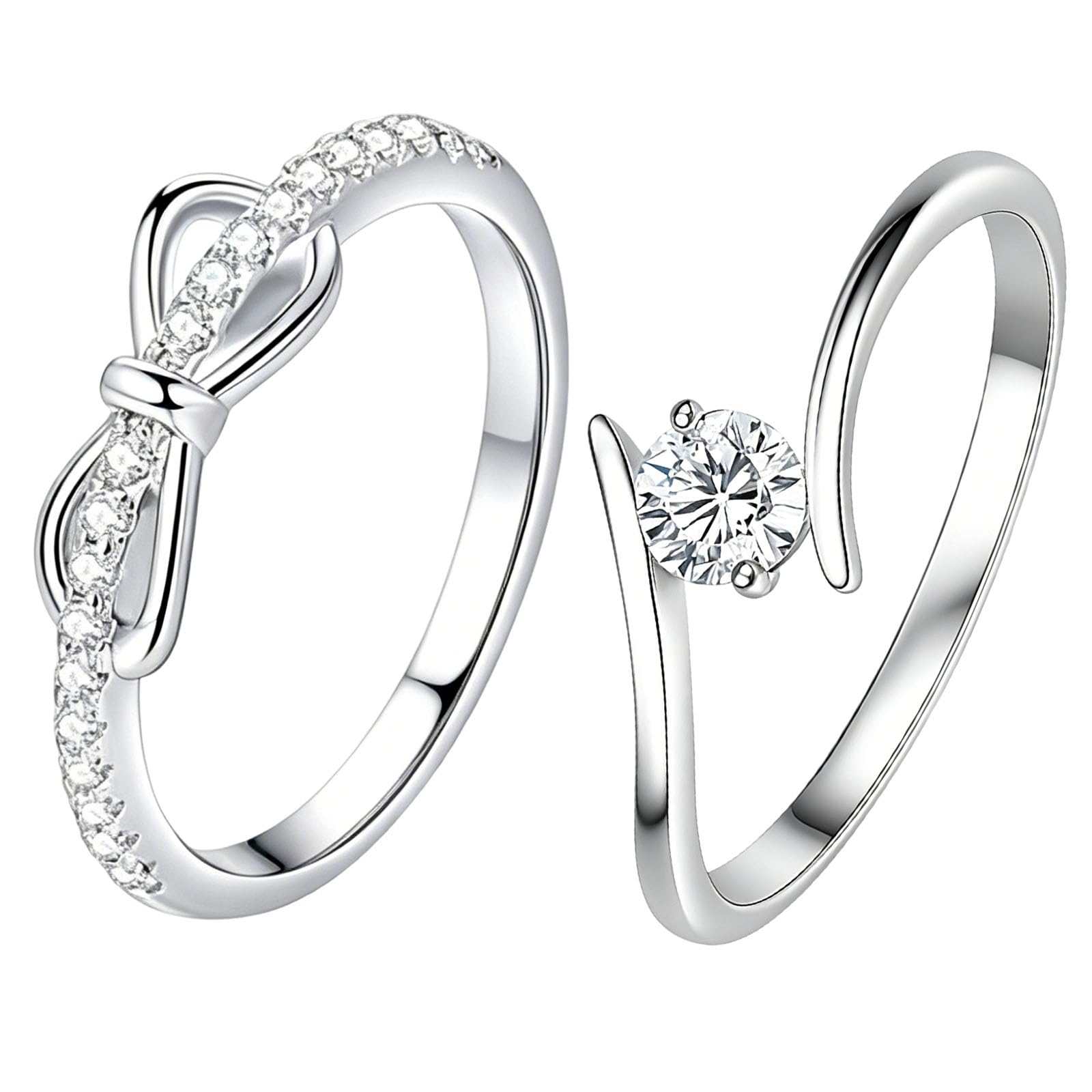 2 PCS Inlaid Zircon Open Rings For Woman,Stylish Knuckle Rings For Women,Adjustable Hand Accessory For Daily Dating Dinner Party Outdoor Travel Office Daily Styling Wear-image-11