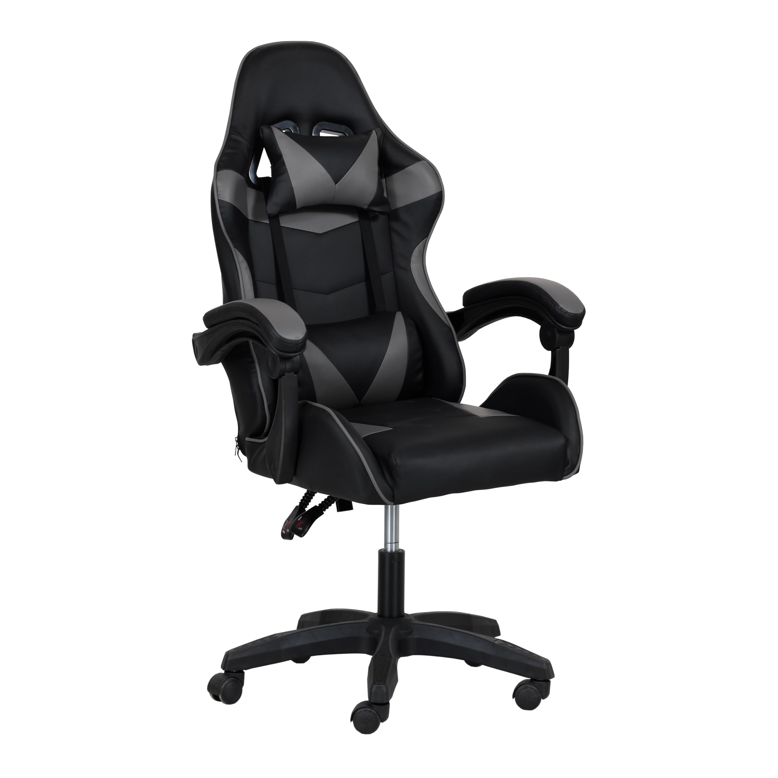 Totò Piccinni Sedia GAMING Ergonomica Reclinabile Girevole con cuscini in similpelle con rotelle e poggiatesta (Grigio)