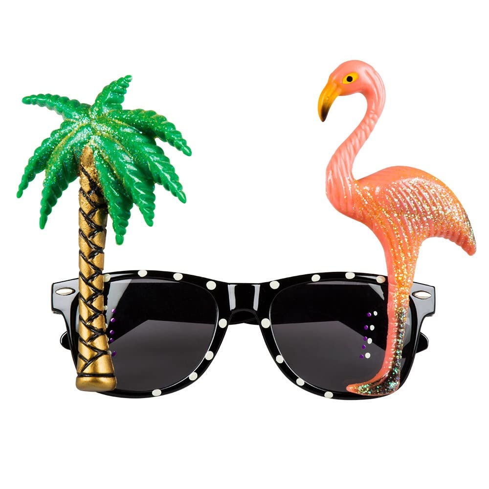 Boland 52517 Hawaiian Party Glasses with Flamingo and Palm Tree, Costume Accessories, Fancy Dress Costumes, Carnival, Summer Party