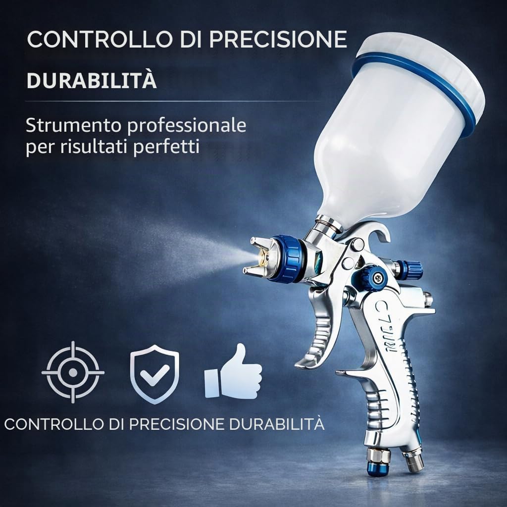 HVLP Pistola per pittura pneumatica ad aria compressa, per la verniciatura delle auto, 600 ml, 1,3 mm, professionale