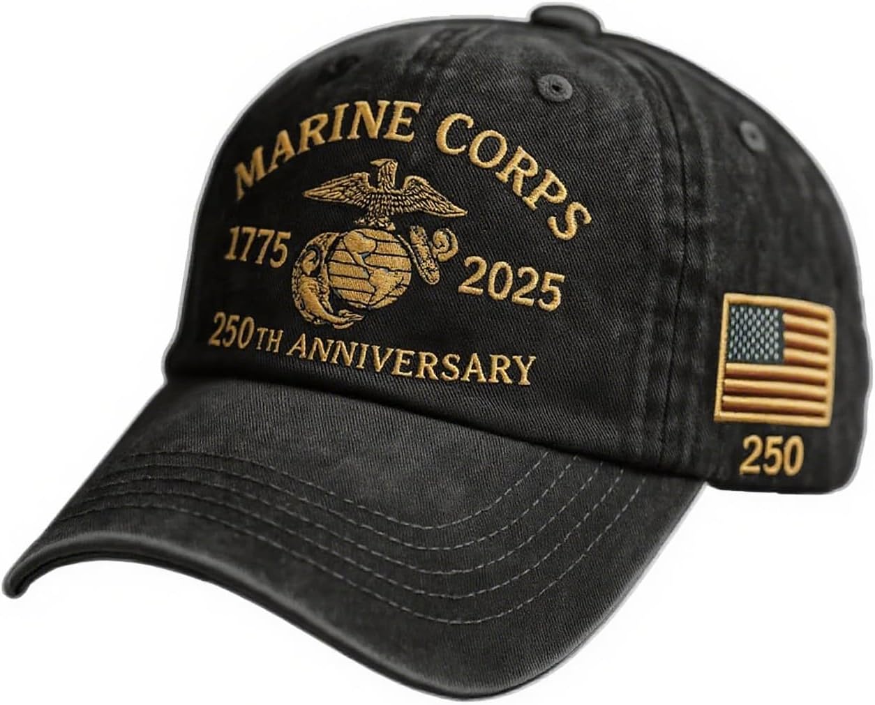 Marine Corps 250th Anniversary Baseball Cap for Men,250th Anniversary Tribute Washed Cap Retro Marine Veteran Hat