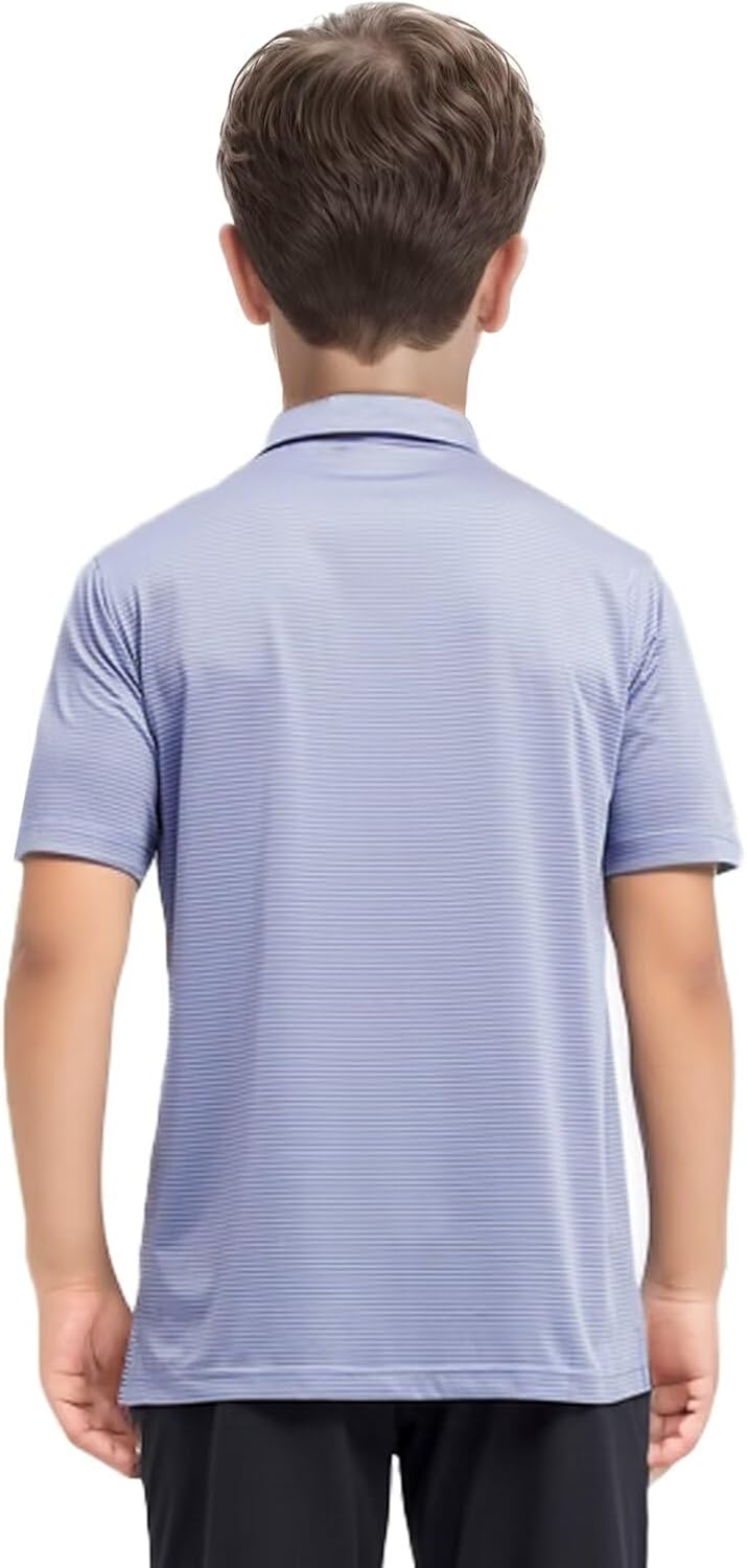 Boys Polo Shirts Short Sleeve Striped Performance Moisture Wicking Dry Fit Golf Shirts for Boys Youth Kids - Image 4