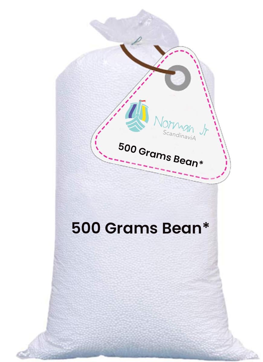 NORMAN JR Premium Virgin Grade Thermocol Balls Refill for Pillows, Sofa, Bean Bags, Soft Toys & Beans for Bean Bag Refill 500 Gram (White)