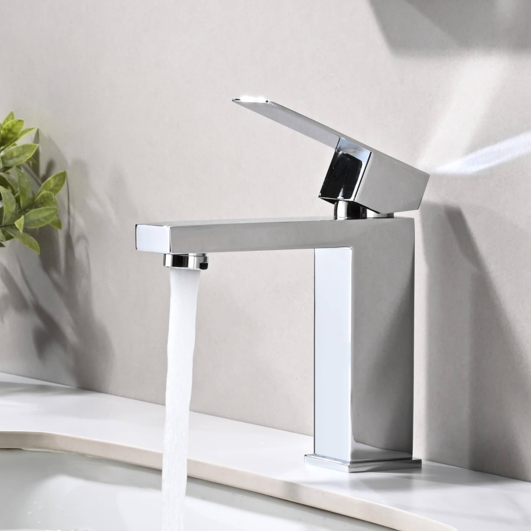 Rubinetto Lavabo Monoleva Cromo Miscelatore Monocomando per Bagno con Altezza del Beccuccio di 110 MM con Aeratore Anticalcare e Cartuccia Ceramica, Design Moderno, Senza Piombo