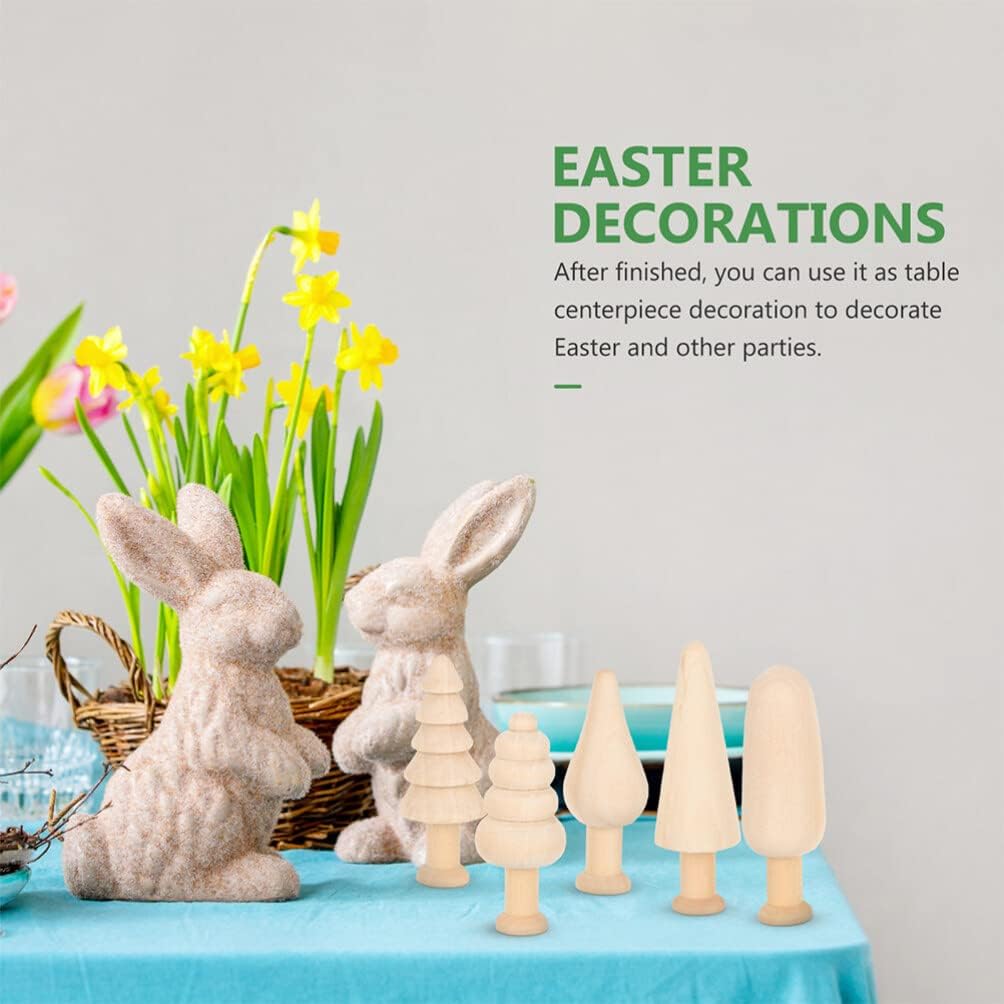 Alipis 20pcs Unfinished Wood Tree Blank Wooden Peg Dolls DIY Natural Unpainted Wooden Mushroom Mini Trees for Painting Craft Art Projects