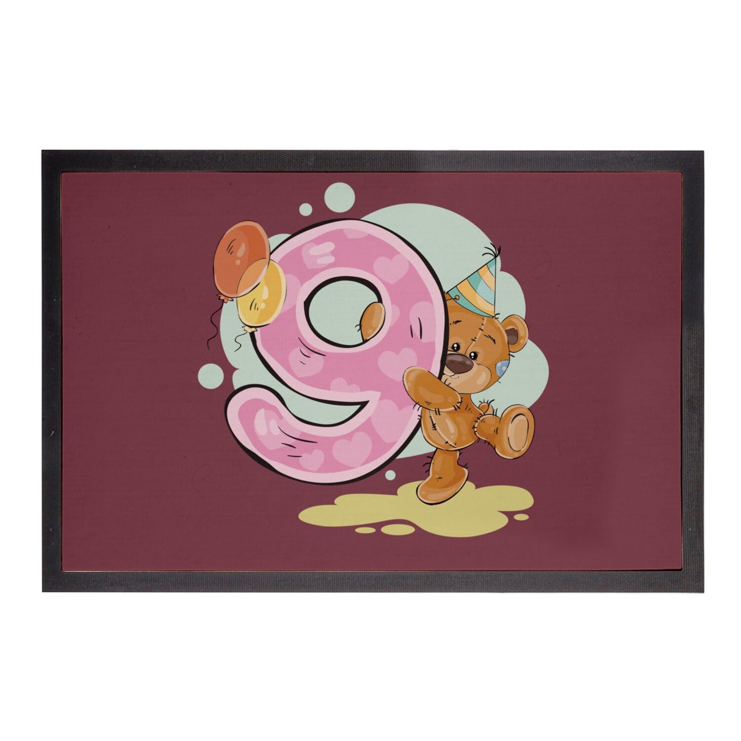 Paillasson rouge ourson pour fêter le neuvième anniversaire avec tendresse