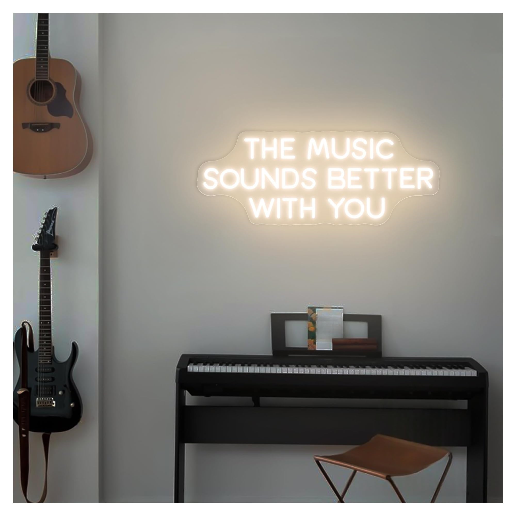 Shouxi B Sign Lamp The Music Sounds Etter With You Neon Sign, Living Room Edroom Decor, House Light 45.7Cm(B)