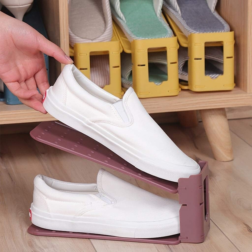 Creative Plastic Shoes Rack Organizer Space-Saving Storage Adjustable Footwear Rack Space Saving Shoes Rack (Color : B) (D)