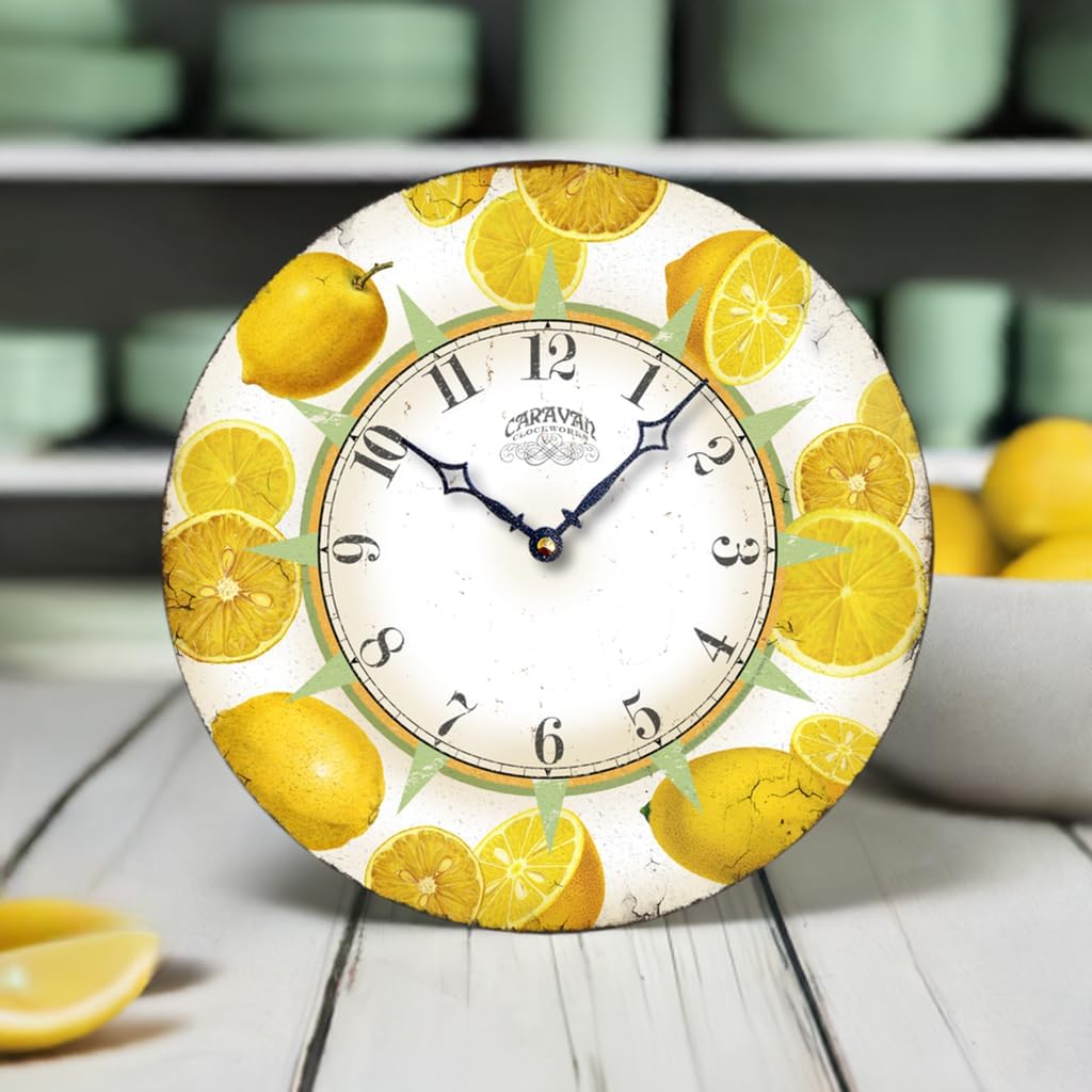 Item C6601 Vintage Style 12 Inch Lemons Kitchen Wall Clock