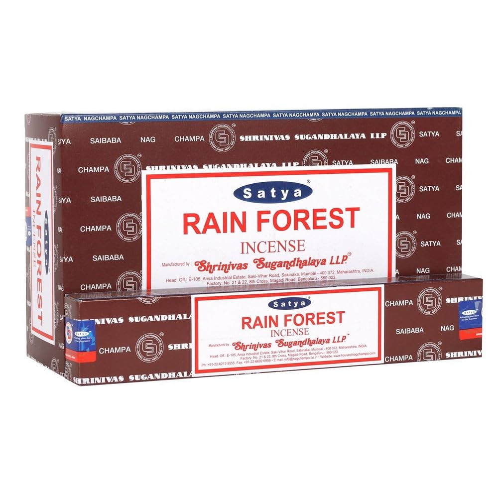Satya 01478 Rainforest Incense Sticks, 12 Packs x 15g