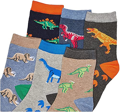 Image of Jefferies Socks Boys Fashion Novelty Dinosaur Stripes Pattern Variety Crew Socks 9 Pair Pack