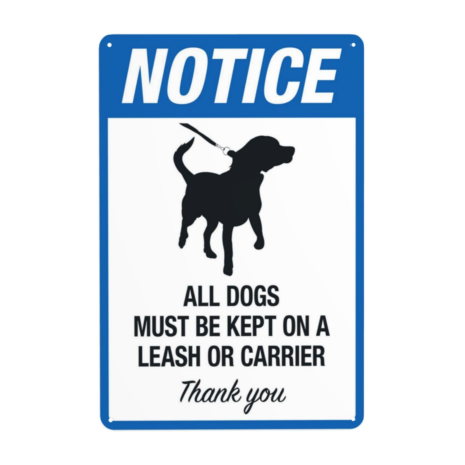 All Dogs Must Be Leashed Or In Carrier Vintage Metal Pet Rule Sign 12x8 Inch