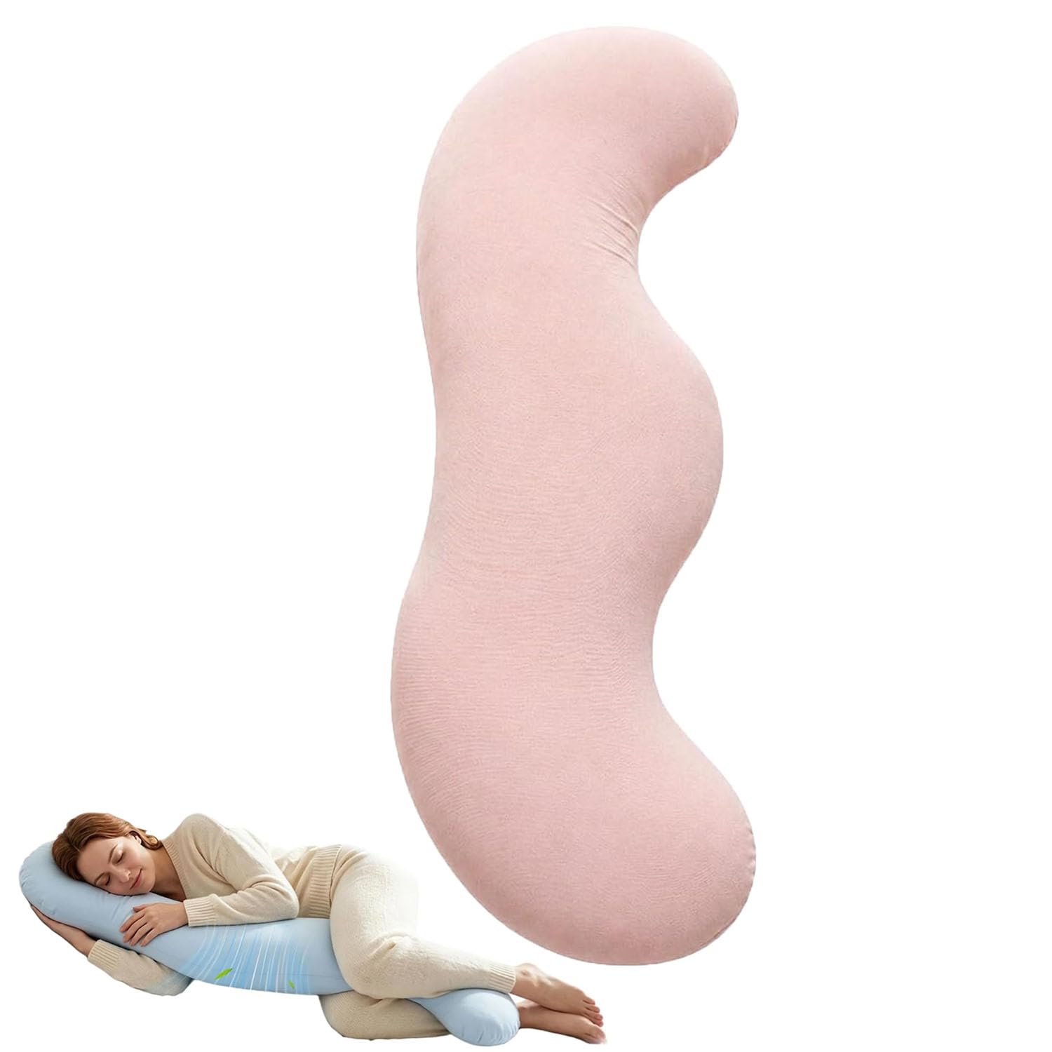 HOLVA Body Pillow for Side Sleeper, Ergonomic Pea Pod Long Hugging Sleep Pillow (Pink,80cm)