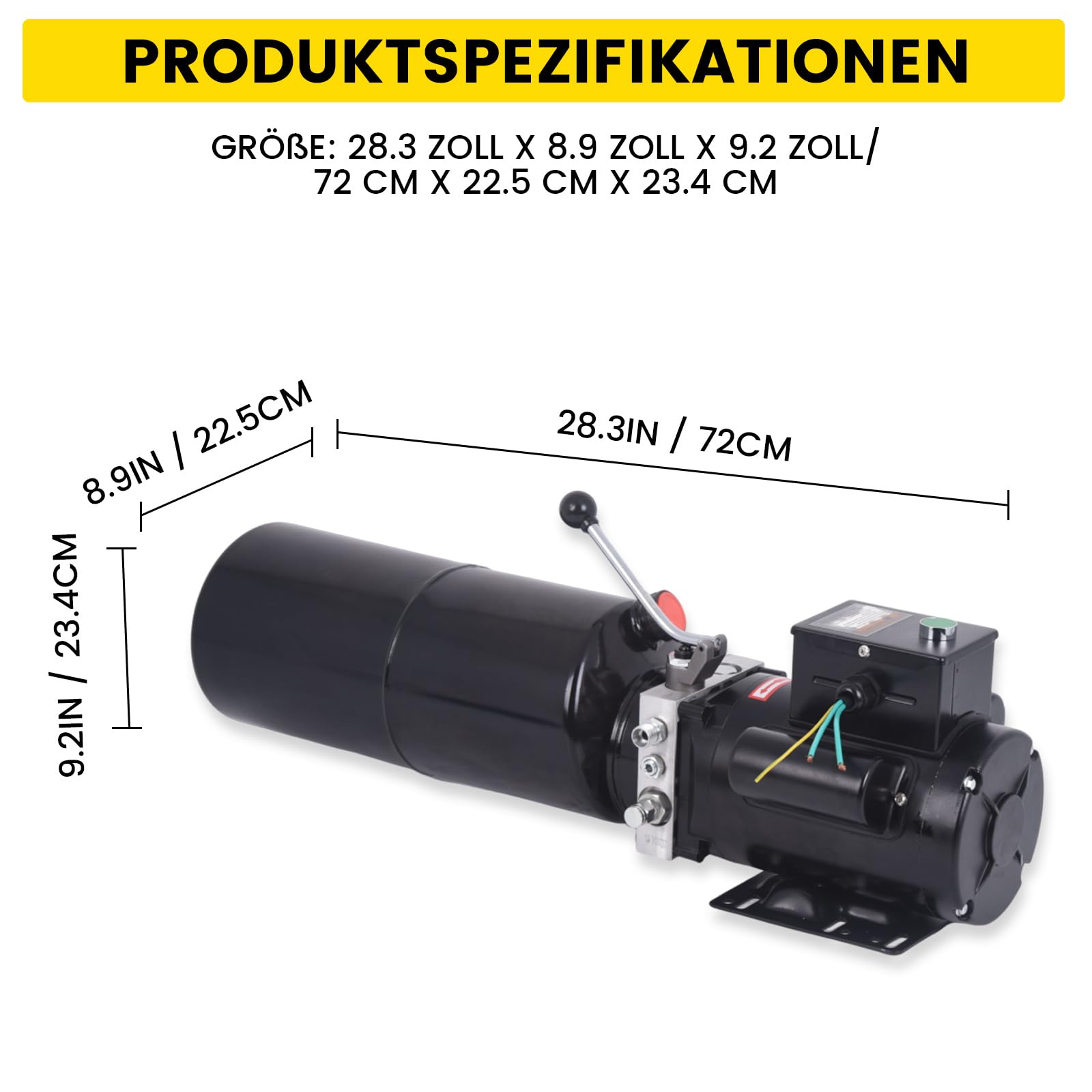 10L Hydraulikaggregat 2200W Einfachwirkend Hydraulikpumpe Kippanhänger AC 220V 3400 U/min für Gabelstapler, Hubarbeitsbühnen