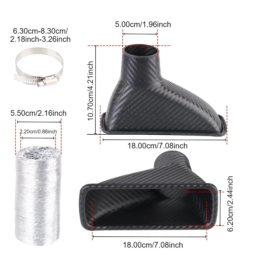 Manguera de admisión de aire Kit De Tubo Ventilación Aire, Juego Tubos Embudo, Entrada Turbo, Tuyere, Universal Para Parachoques Delantero Coche(Square)