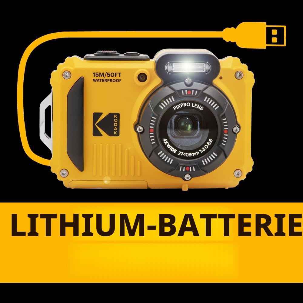 KODAK Pixpro Pack WPZ2 Aquatische Kamera mit 2 Akkus + 1 MicroSD-Karte