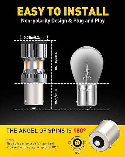 Miniatura 6 de AUXITO 2024 Newest CANBUS 7507 PY21W BAU15S LED Bulbs Amber Yellow, 4000LM Extremely Bright with Fan for Turn Signal Light Bulbs, 2641A 12496
