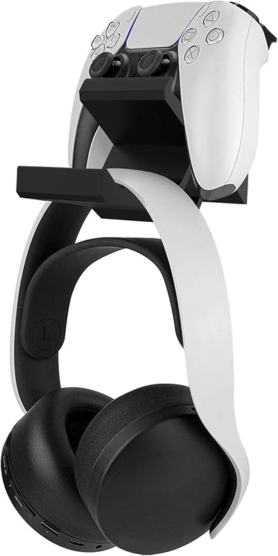 Linkidea Controller & Headset Wall Mount, Compatible with PS5, PS4, Xbox Series X|S, Xbox One, Wall Holder for Gaming Controllers and Headphones, Black