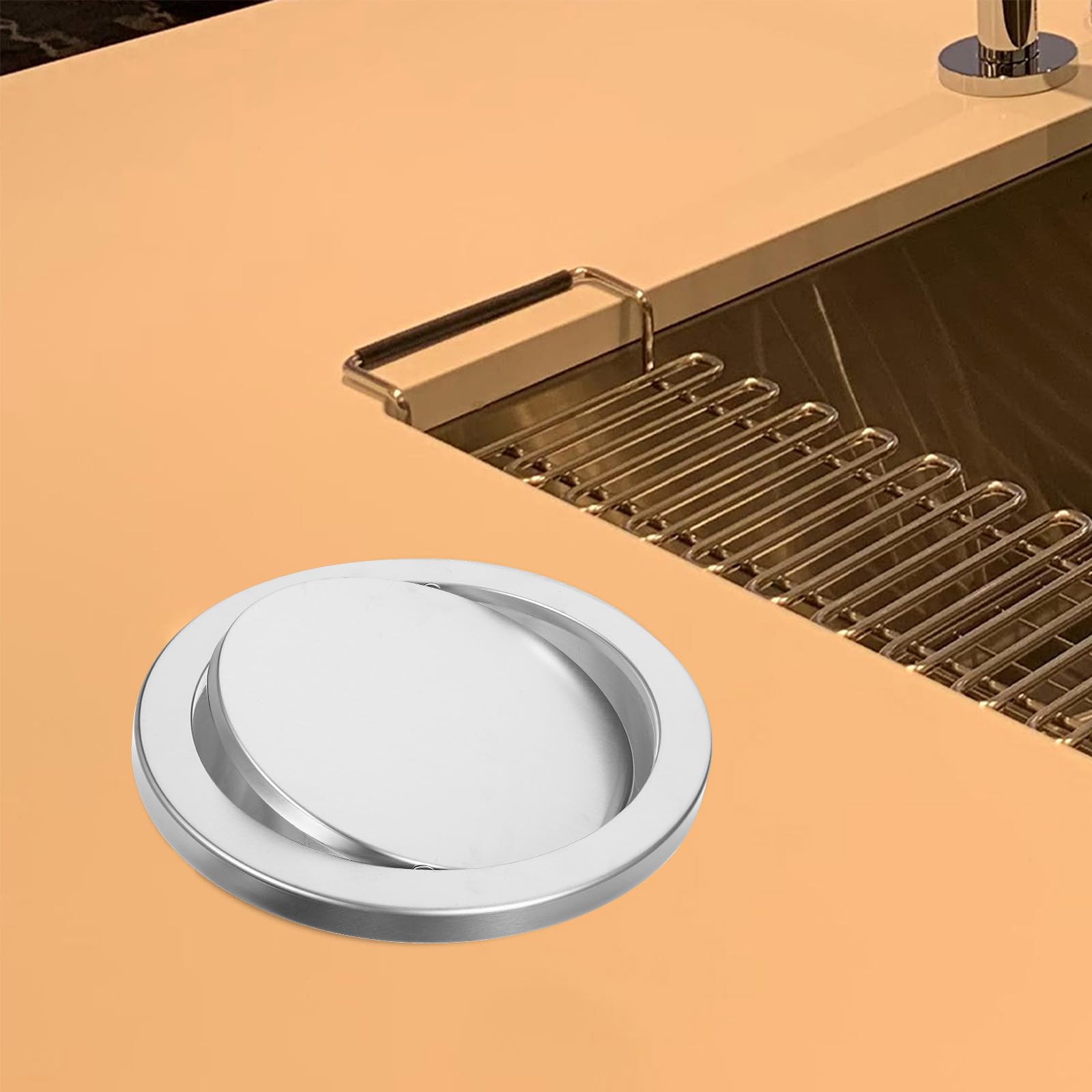 UKCOCO Schwingdeckel aus Edelstahl für Mülltonne 30cm Ersatzdeckel Mülltonnenschutz für Haushalt Büro und Öffentliche Bereiche