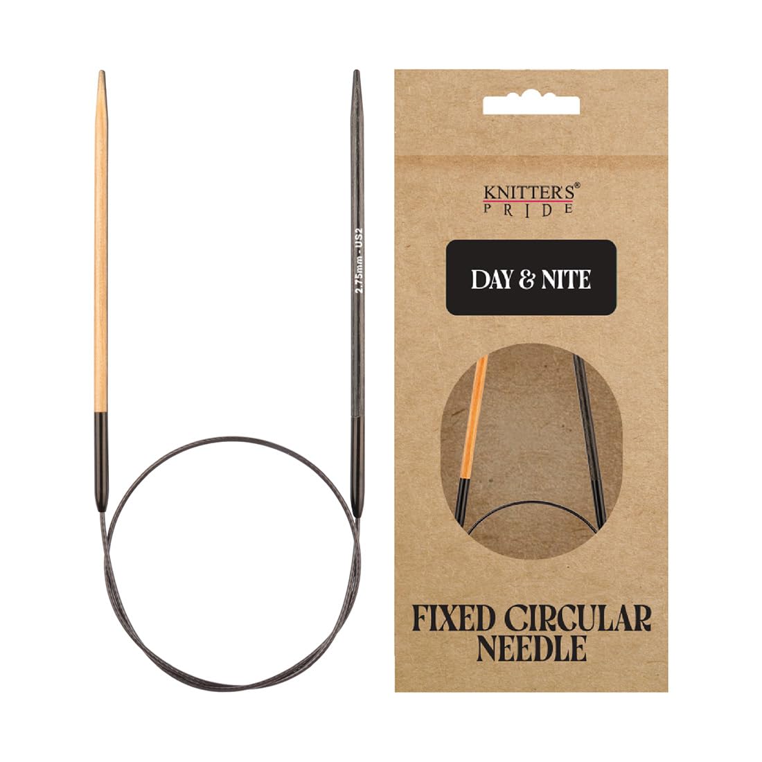 Knitter's Pride Day & Nite Circular Knitting Needle 100 cm 2.75 mm Black and Brown Accents, 1 piece