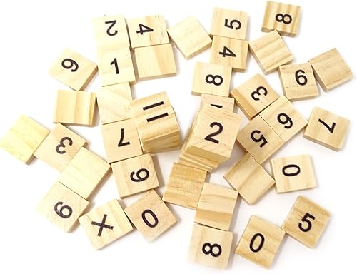 Miniatura 4 de Honbay 100 piezas de azulejos de madera Scrabble números símbolos azulejos para proyectos de manualidades, juegos, educación de la primera infancia