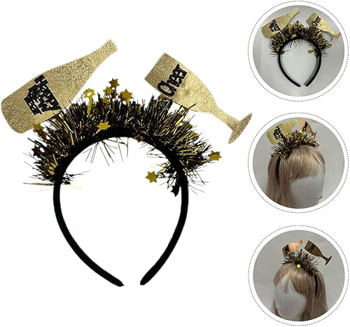 Miniatura 6 de LUOZZY Diadema de Feliz Año Nuevo Glitter Cheer 2024 Head Boppers para suministros de fiesta de Año Nuevo