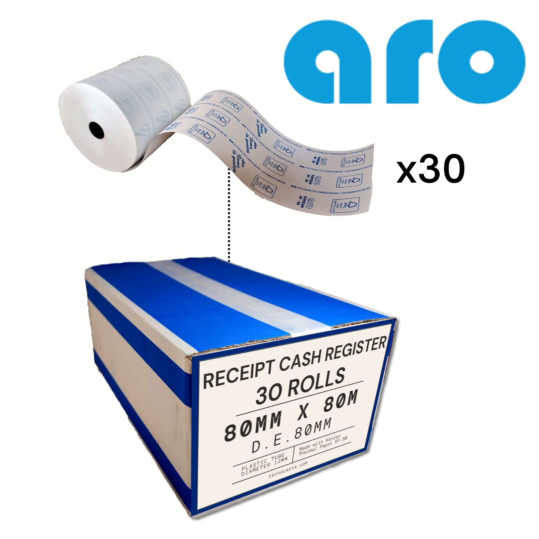 Rotoli Omologati 80mm x 80mt per Registratore di Cassa - Carta Termica - Diametro 80mm - Made in Italy (30 Rotoli)