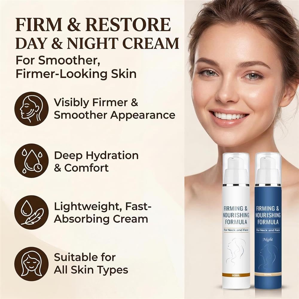 Firm and Restore Formula Night Cream for Face & Neck, Hydrating Moisturizer with Marine Ferment & Hyaluronic Acid, 50ml