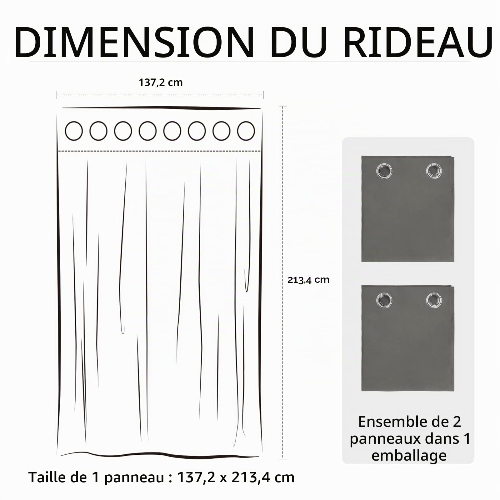 Easy-Going Lot de 2 Rideaux 100% imperméables pour extérieur, Coupe-Vent, résistants aux intempéries, Panneaux épais à œillets pour terrasse, tonnelle et pergola, 137 x 213 cm, Gris foncé