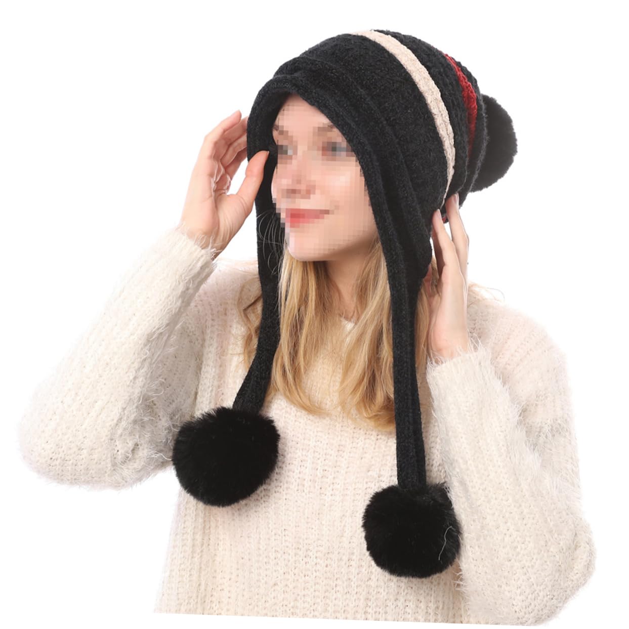 3 Stück Gestrickte Wollmütze Jungen Mütze Mädchen n n Damen n Und n Damen Strick Strick Mit Ohrenklappen Warme Beanie Bommel Weiche