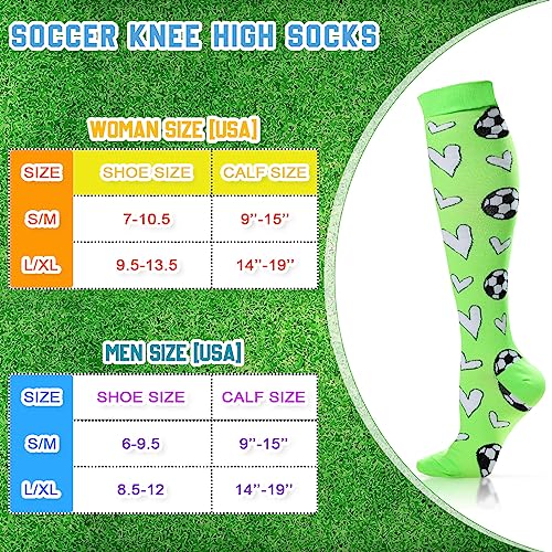 Cindeer 3 Pairs Soccer Novelty Sports Hearts Tube Socks Soccer Gift Knee High Socks for Women Men2
