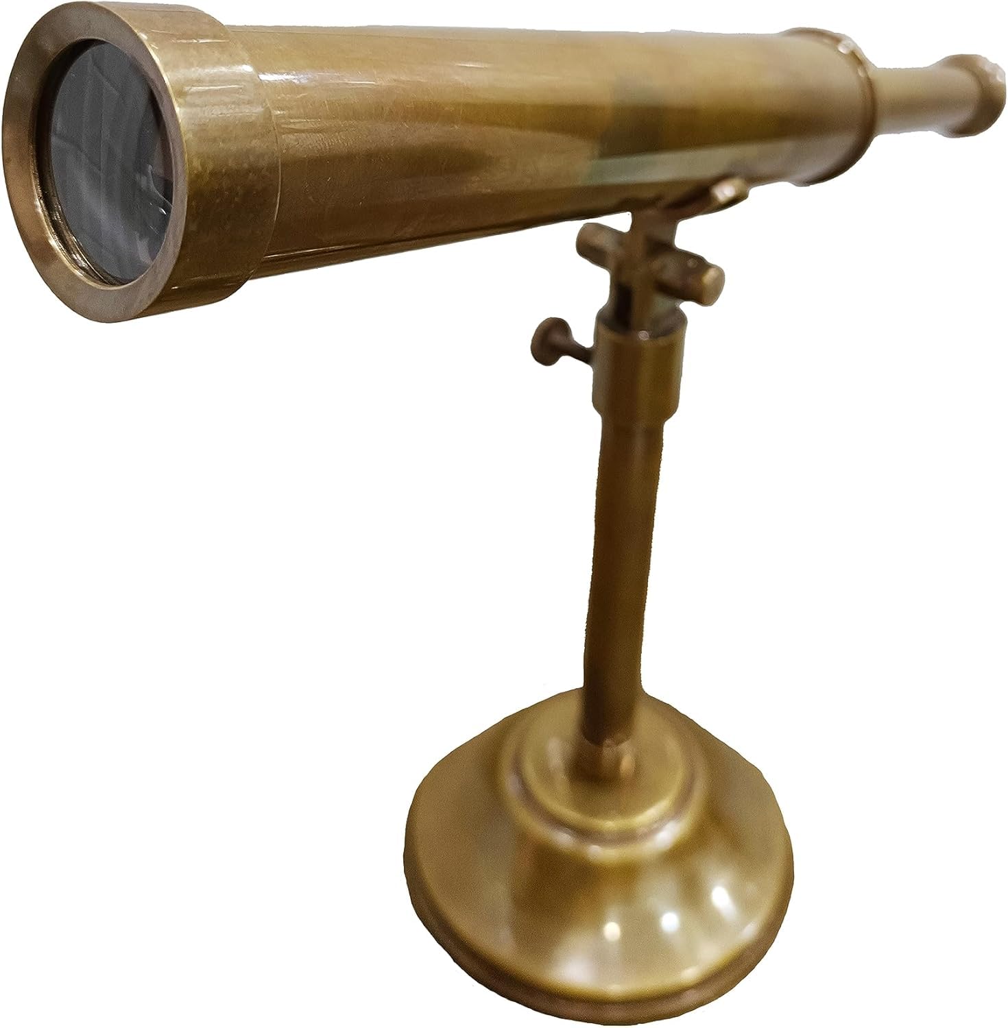 Vintage Brass Telescope on Tripod Stand Functional Pirate Spyglass Vintage Single Barrel Home & Office Antique Desktop Brass Telescope Royal Antique Finish Spyglass