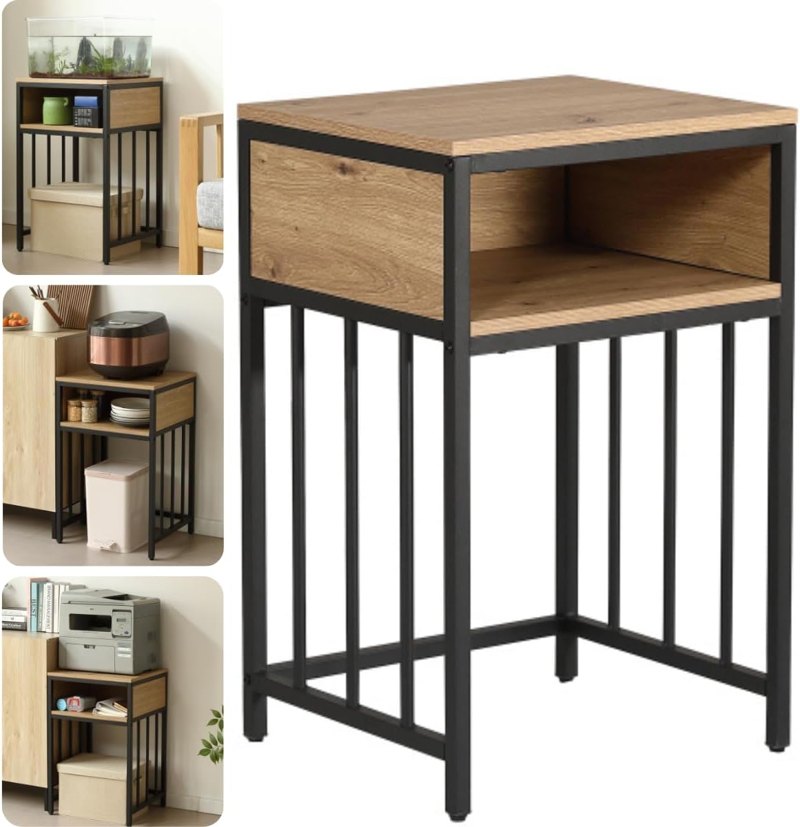 4段オープンシェルフ 耐荷重10kg/棚・多用途木製ディスプレイラック