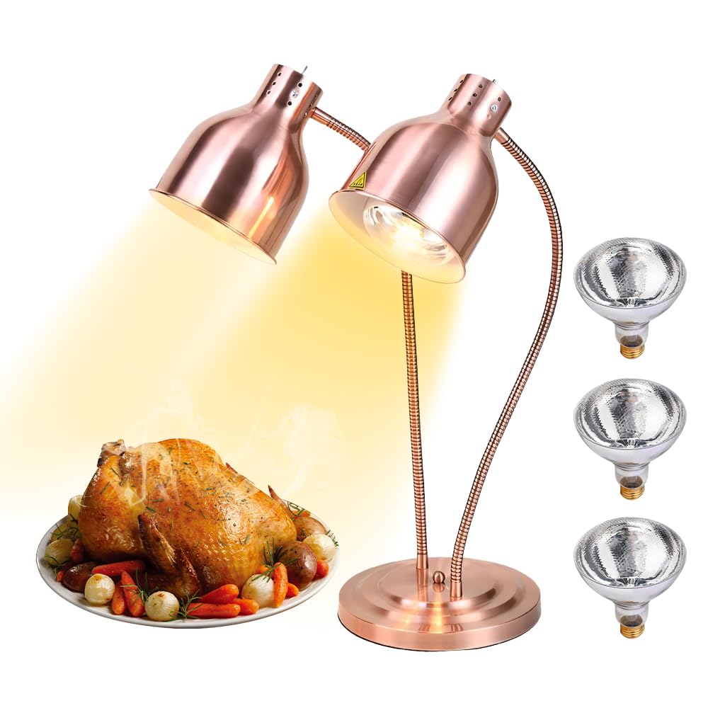 DUEBELDual Head Heat Lamp for Food, 360° Adjustable Pretzel Warmer, Commercial Food Warmer for Buffet, Catering, Restaurant, Parties, Holidays and Entertaining, Concession Stand Supplies